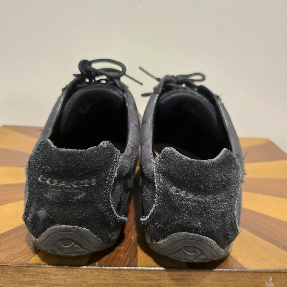 Coach Canvas Signature Logo Lace up Low Top Black Sneakers Shoes US 10B Womens
